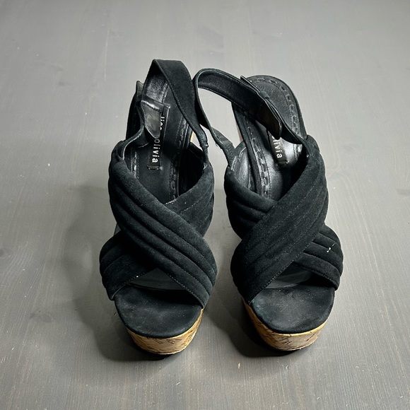 Alice + Olivia Charlize Wedge Slingback Cork Heels - Picture 4 of 7